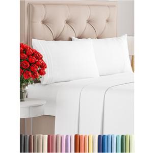 Queen Size 4 Piece Sheet Set - Comfy Breathable & Cooling Bed Sheets Set - Hotel Luxury Bedding for Women, Men, Kids & Teens - Deep Pockets, Easy Secure Fit, Soft and Wrinkle Free - Oeko-Tex - White (01 - White)