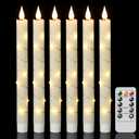 GenSwin Flameless Taper Candles with Remote and String Lights, Ivory Real Wax Taper Candles Battery Operated, LED Flameless Battery Candlesticks for Home Holiday Decor(Set of 6)