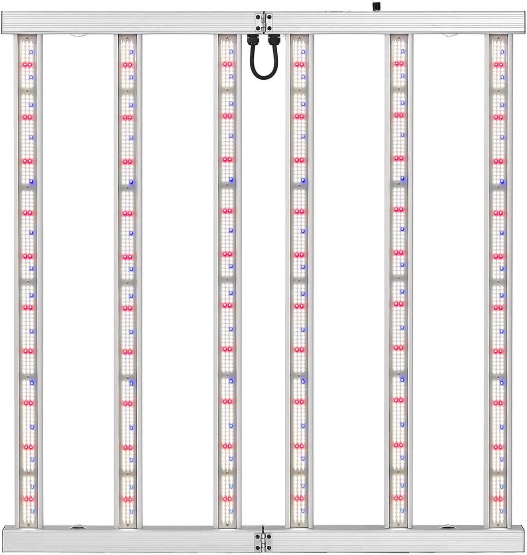 600W LED Grow Lights for Indoor Plants Full Spectrum, Foldable Growing Lamp, 4x4ft Coverage, 6 Bar Diodes Dimmable Daisy Chain Bar Style Grow Light for Indoor Growing
