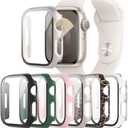 6-Pack Case with Tempered Glass Screen Protector Compatible with Apple Watch Series SE 6 5 4 40mm, Full Coverage Hard PC Protective Face Cover Bumper for iWatch 40 mm