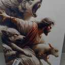 Framed Jesus and Lamb Wall Art Jesus Protecting Lamb from Wolves Canvas  24L"x16W