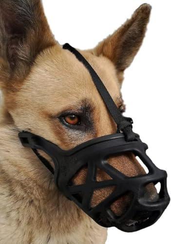 Mayerzon Dog Muzzle, Breathable Basket Muzzles for Small, Medium, Large and X-Large Aggressive Dogs Beagle German Shepherd Doberman, Cage Mouth Guard Stop Biting Chewing for Grooming Training 5XL