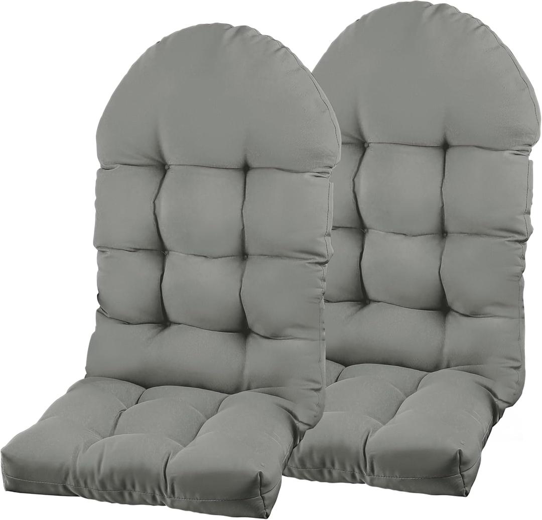 Adirondack Chair Cushion, Rocking Chair Cushion 44x19.4x4 inch, High Back Patio Cushions of Upper and Lower with Ties, Sunscreen and Fade-Resistant (Gray, 2)