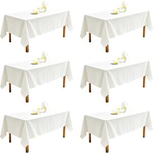 WIGENIUS 6 Pack White Table Cloth Rectangle Tablecloths 70X120 Inch,Polyester Table Cloth for 8 Foot Rectangle Tables,Wrinkle Resistant Washable Fabric Table Covers for Party,Wedding Banquet