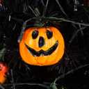 Sunnyglade 21.6 30 LED Halloween Black Spooky Tree Glittered with Purple Lights & 12 Pumpkin Decorations,Battery Powered for Halloween Indoor Tabletop Decoration