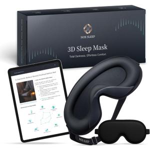 Nox Sleep 3D Sleep Mask for Men, 100% Blackout Eye Mask for Sleep, Ice Silk Adjustable Sleeping Mask for Side Sleepers, Soft Breathable Blindfold, Perfect Sleep Mask for Travel & Women (Black)