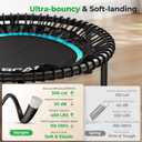 BCAN BT2 450/550LBS Mini Rebounder Trampoline for Adults with Bar, Fitness Trampoline with Bungees, Adjustable Handle, Stable & Quiet, Indoor Outdoor, Whole-Body Workout & Relaxation at Home-40IN/48IN