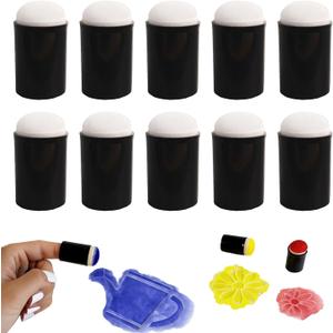 2 x 10Pcs Finger Sponge Daubers – Reusable Ink Daubers for Finger Painting, Card Making, Stamping, DIY Crafts, Ink Blending Brushes, Art Projects (Black)