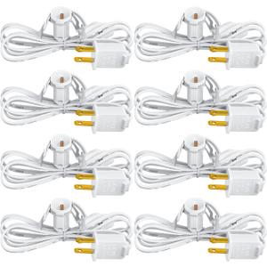 Zhengmy 8 Pieces 6ft Christmas Village Light Cords Fit C7 LED Bulb E12 Socket Christmas Replacement Accessory Cord Clip with On/Off Switch Plug for Village House Display Holiday Decorations (White)