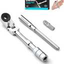 DURATECH 1/4" Flex Head T-Handle Ratchet, Mini Ratchet Wrench with Hex Bit Extension Set and Sokcet Adapter, Suits Standard 1/4" Hex Bits, Portable and Versatile Repair Tool for Tight Spaces