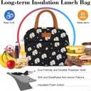 Coobiiya Lunch Bag Lunch Box for Women Men, Reusable Cute Lunchbag - Leakproof, Adult Insulated Lunch Box Tote with Large Capacity, Cooler Container for Work, Travel, Office (Black Daisy)
