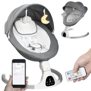 Baby Swing for Infants to Toddler Portable Babies Swing Timing Function 5 Swing Speeds Bluetooth Touch Screen Music Speaker with 10 Preset Lullabies 5-Point Carabiner (Gray)