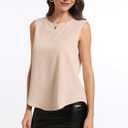 Womens Chiffon Tank Tops Crewneck Sleeveless Blouses Summer Tops Work Shirt