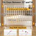 Extra Wide Baby Gate for Stairs Doorways & Kitchen, 32"-54" W x 29" H, No Bottom Bar Dog Gate, One-Handed Auto-Close, Hardware Mount Safety Gate for Dogs & Toddlers, White