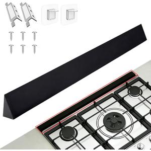 30" Slide-In Range Rear Filler Kit, Slide In Range Gap Filler Kit, Stove Gap Universal Triangular Filler Strip, Cooktop Trim Kit for Whirlpool & Most Brands, Durable Aluminum, Black