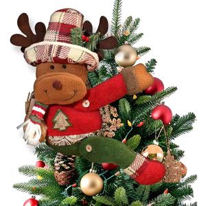 Christmas Tree Topper Decorations, Cute Xmas Reindeer Plush Stuffed Hugger Decor Funny Gnome Plush Hugger Treetop for Christmas Bottle Curtain Tree Ornaments