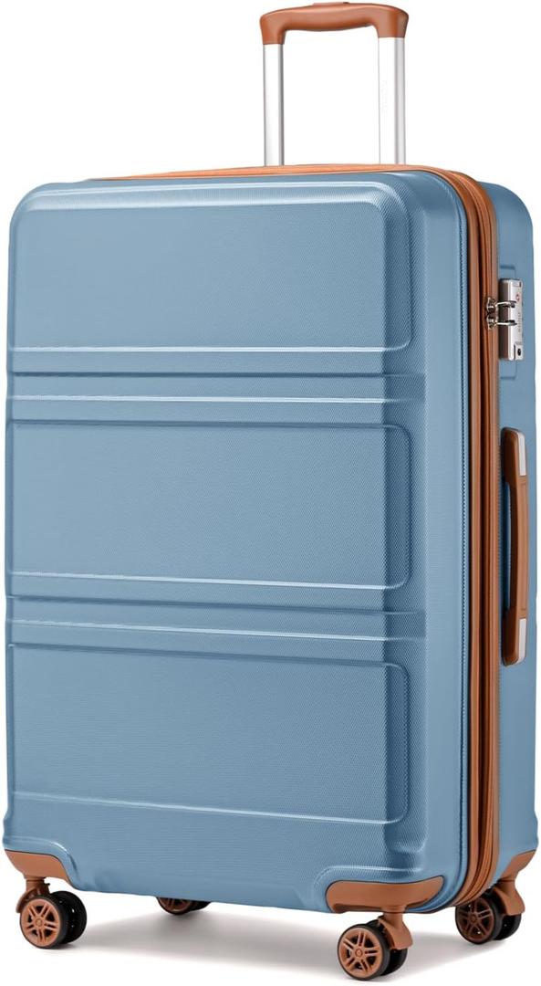 Kono 28 Inch Luggage Expandable Suitcase with Spinner Wheels TSA Lock Lightweight PC+ABS Hardside Large Checked Luggage Durable Rolling Suitcase Apricot Blue