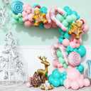 Pastel Christmas Balloon Arch Garland Kit, 147Pcs Pink Green Blue Balloons and Gingerbread Man Candy Foil Balloons for Christmas Candyland Holiday New Year Birthday Party Decorations