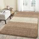 Smiry Dog Door Mat for Muddy Paws, Absorbs Moisture and Dirt, Low-Profile Entryway Mat with Non-Slip Backing, Entry Indoor Outdoor Doormat for Inside Floor (59x35 Inches, Khaki, Striped)
