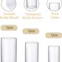 PHOSPHOR Hurricane Candle HoldersFor Pillar Candle Clear Glass Cylinder Centerpieces Vases Table Decoration Centerpiece Floral Room Decor Clear Seeded Bubbles Living Dining Kitchen 3 Pieces