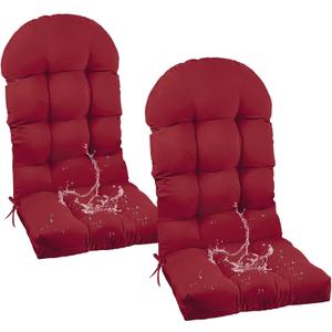 Outdoor Adirondack Chair Cushions for Garden Patio Waterproof Burgundy High Back Rocking Chair Cushion Set of 2 with Ties 47"*19.68"*3.9"