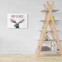 Ryeolo Funny Christmas Moose Wall Art Framed, Moose Christmas Decorations, Farmhouse Holiday Xmas Elk Deer Canvas Wall Art Prints for Home Bedroom Living Room Office Decor, 12x16 Inches