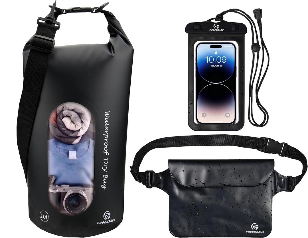 Freegrace Waterproof Dry Bag with Double Zip-Lock, Fanny Pack & Phone Case