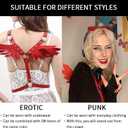Women Leather Harness Lingerie, Sexy Angel Wings Chest Belt for Ladies, Punk Red Body Caged Waist Harness Straps for Fetish Costume Party Cosplay Rave Festival Party Couples BDSM Games (Red)