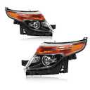 2 x AutoZest Black Halogen Headlight Pair Assembly Compatible With 2011-2015 Ford Explorer Projector Driver and Passenger Side Chrome Housing with Amber Reflector Fits models with Halogen Headlights Only