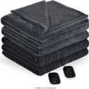 Bearhug Electric BlanketKing Size Heated Blanket 100"x 90" Warming Blanket Dual Controllers Velvet & Sherpa, 10 Levels & 0.5-12H Auto Off, Over-Heat Protect, ETL, Machine Washable, Gray
