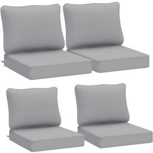 AAAAAcessories Outdoor Deep Seat Cushions, Waterproof, Fade-Resistant Patio Furniture Replacement Cushions, 24" x 24" x 5", Set of 4, Gray (24x24-19'' Mid Back-4 Count)