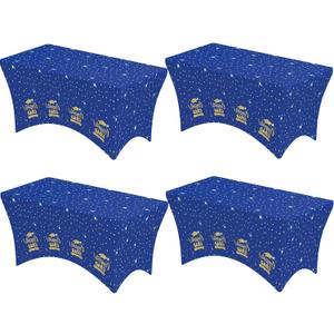 Niuara 4 Pack Blue Graduation Spandex Tablecloth 2026 72"x30"x30" Stretch Fitted Table Covers for 6ft Tables, Class of 2026 Graduation Party Decorations & Supplies