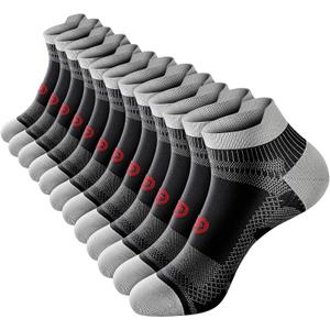 PAPLUS Compression Socks for Men & Women, 2/4/6 Pairs Ankle Running Socks with Arch Support, Ankle Support, Plantar Fasciitis (Black, XL)