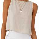 IDEALSANXUN Womens Linen Crop Tank Tops 2026 Spring Summer Beach Sleeveless Tops (Beige, L)