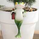 YATOJUZI Frog Decor Miniature Figurines Plant Decorations for Pots Funny Tipsy Frog Garden Decor Gifts for Women Outdoor Statues Planter Hugger for Yard Lawn Ornament(Lean on)