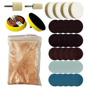 34Pcs Glass Polishing Kit, Multifunctional Scratch Remover Window Repair Tool for Window Repair, with Felt Polishing Wheel Polishing Disc Wool Polishing Pad and Cerium Oxide Polishing Powder (1)