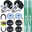 42 Inch Deck Rebuild Kit for Craftsman T110 T1200 Troy Bilt Pony 42 Decks Includes 918-06991 Spindle Assembly 942-04308 Blades 756-05034A Idler Pulley 734-04155 Wheels 954-04060C Belt 1/2x97