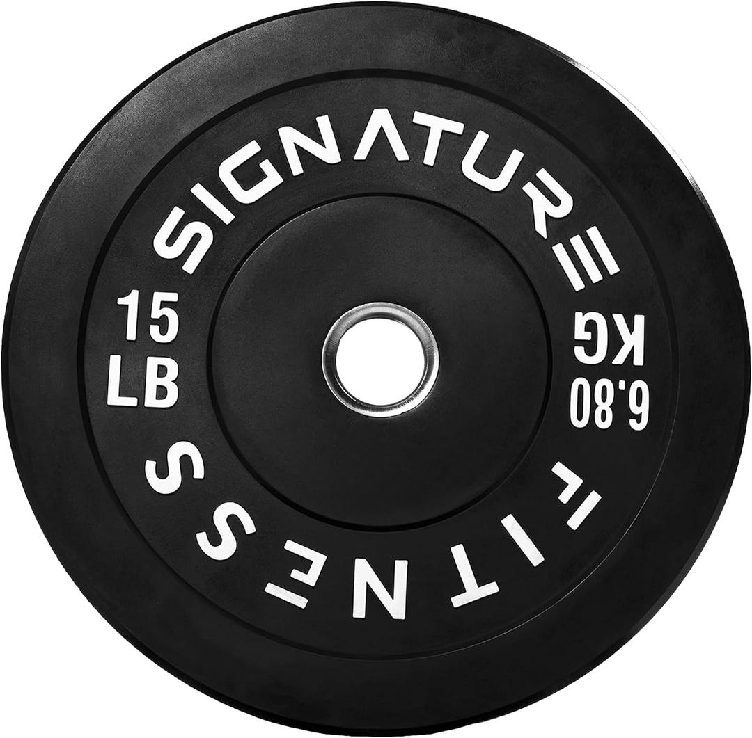 Fitvids 2-Inch Olympic Rubber Weight Plates Sets, Bumper Plates Set with Barbell for Strength Training, 15 Lbs