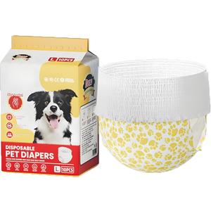 Disposable Dog Diapers for Female Dogs – Super Absorbent Pet Pants with Leak-Proof Core, Soft Breathable Material, Elastic Waist, (L(10pcs))