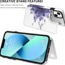 LETO for iPhone 13 Mini Case,Luxury Flip Folio Leather Wallet Cover with Fashion Designs for Girls Women,Built-in Card Slots Kickstand Protective Shell Blooming Purple Flower