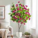 Erimda 4FT Artificial Bougainvillea Tree Artificial Tree Tall Potted Fake Bougainvillea Trees for Outdoor Indoor Lifelike Potted Faux Plants with Wood Trunk and Flowers Office Wedding Home Decor