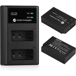 FirstPower Paquete de 2 bateras LP-E17 y cargador USB dual compatible con Canon EOS RP, Rebel T6i, T7i, T8i, T6s, SL2, SL3, M3, M5, M6, 200D, 77D, 750D, 760D, 800D, 8000D y 8000D Cmara SLR digital