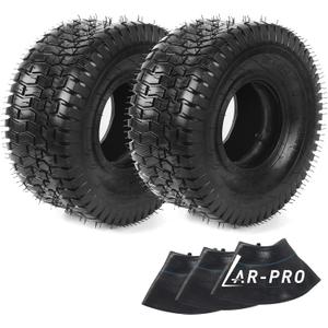 AR-PRO Combo Pack 15x6.00-6 Lawn Mower Tires (2 Tires+3 Tubes) - 4 Ply Replacement Tires and Tubes Heavy Duty for Lawn Garden Yard Tractors and ATVs