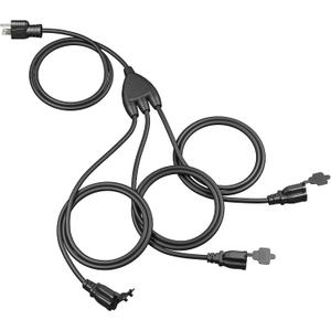 DEWENWILS Outdoor Extension Cord 1 to 3 Splitter, Total 12FT, 13A 125V 1625W 16/3C SJTW Extension Cord Outdoor, Heavy Duty Extension Cord for Holiday Decorations, Outdoor String Light, ETL (Black)
