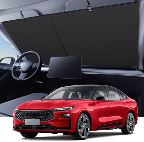 Automatic Retractable Car Sunshade, 2025 New Adjustable Auto Windshield Sun Shade, 35x50 inch Suction Cup Sunshade for Various Models, UV Blocking Protects for Drivers