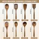 Premium 8-Piece Teak Wood Cooking Utensil Set - Heat Resistant, Lightweight & Sturdy Wooden Spoons for Non-Stick Cookware - Ideal for Cooking, Stirring & Serving