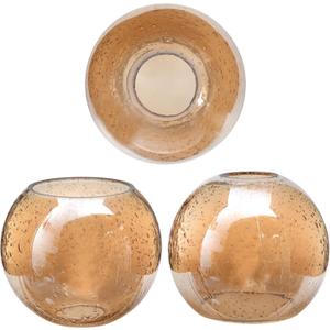 Pack of 3 Round Sphere Glass Globes for Light Fixtures Replacement, 5.9" Diameter, Clear Amber Seeded Bubble Glass Shade for Farmhouse Pendant Light Chandelier Wall Sconce, 1-5/8 Inch Fitter