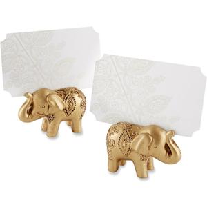 Kate Aspen Lucky Golden Elephant Place Card Holders, Photo Holders, Party Favors, Indian Wedding Decorations, Placecards, Place Setting, (Set of 6)