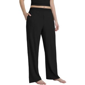 Lightweight Loose Pants for Women Casual Lounge Pants Athletic Joggers Yoga Pants with Pockets, Black,Size L