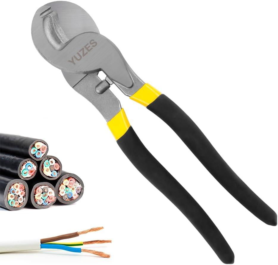 YUZES 9.5 inch Cable Cutter, Heavy Duty Wire Cutter High Leverage for Aluminum, Copper, Wire, Communications Cable, Cuts up to 2/0 Wire - Cable Cutting Tool with Ergonomic Grip